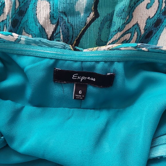 Express Blue Ruched Strapless Sundress - Picture 3 of 4